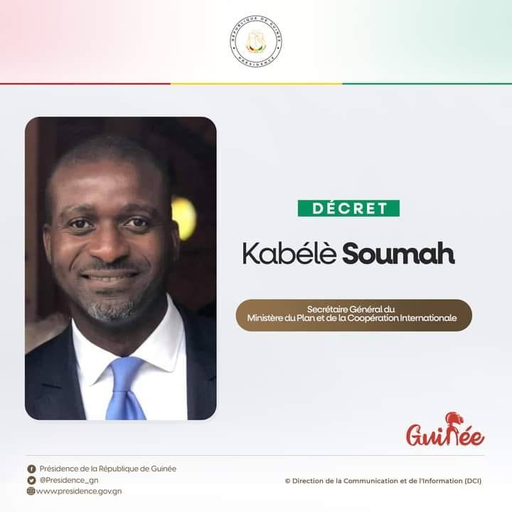 Félicitations à M. Kabélè SOUMAH pour sa nomination en tant que SG du MPCI